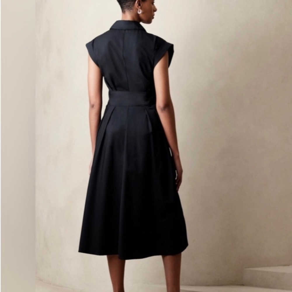 NWT Banana Republic Factory BAND-WAIST POPLIN MIDI DRESS